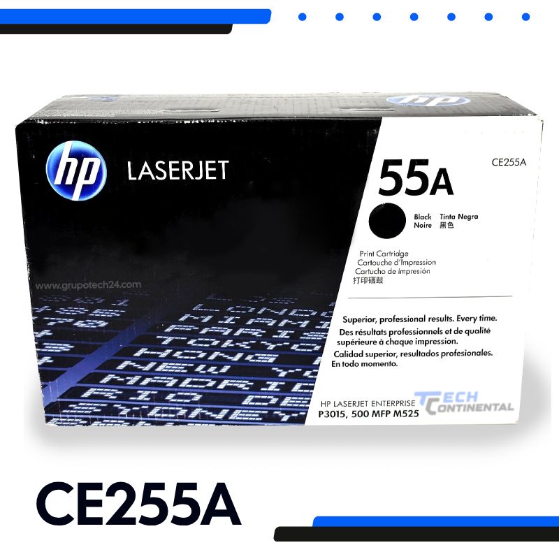 Tóner HP CE255A 55A Negro Original HP LaserJet P3015 / MFP M521 / M525