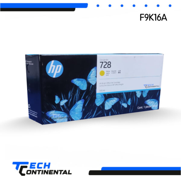 Cartucho HP 728A F9K18A Amarillo – Alto Rendimiento 300 ml
