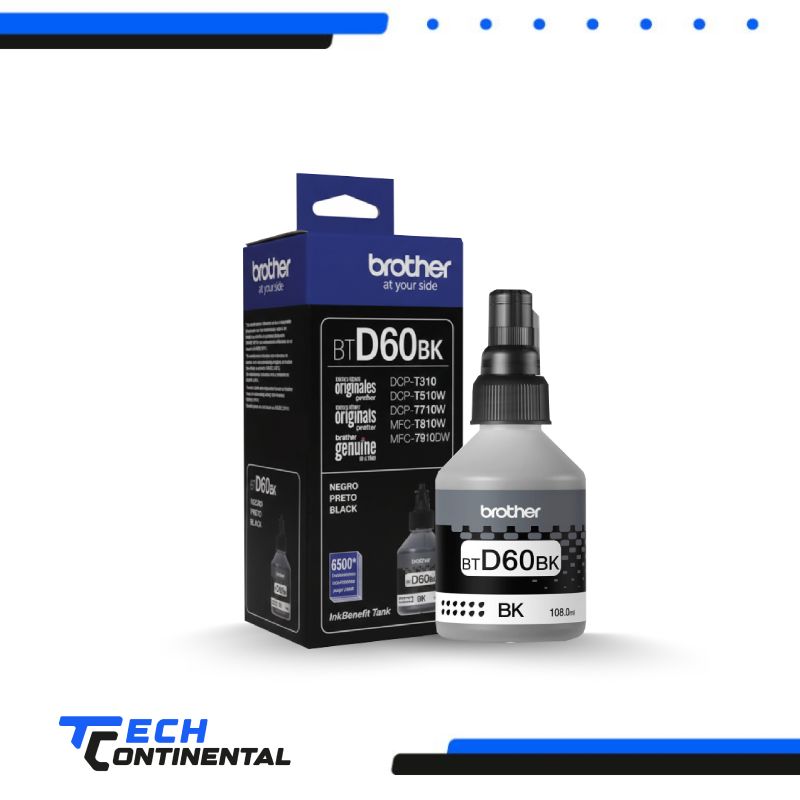 Tinta Brother BTD-60BK Negra Original para DCP-T300W / T500W / T700W