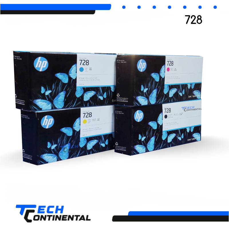 Tintas HP 728A de Alto Rendimiento – 4 Colores (300 ml) para DesignJet